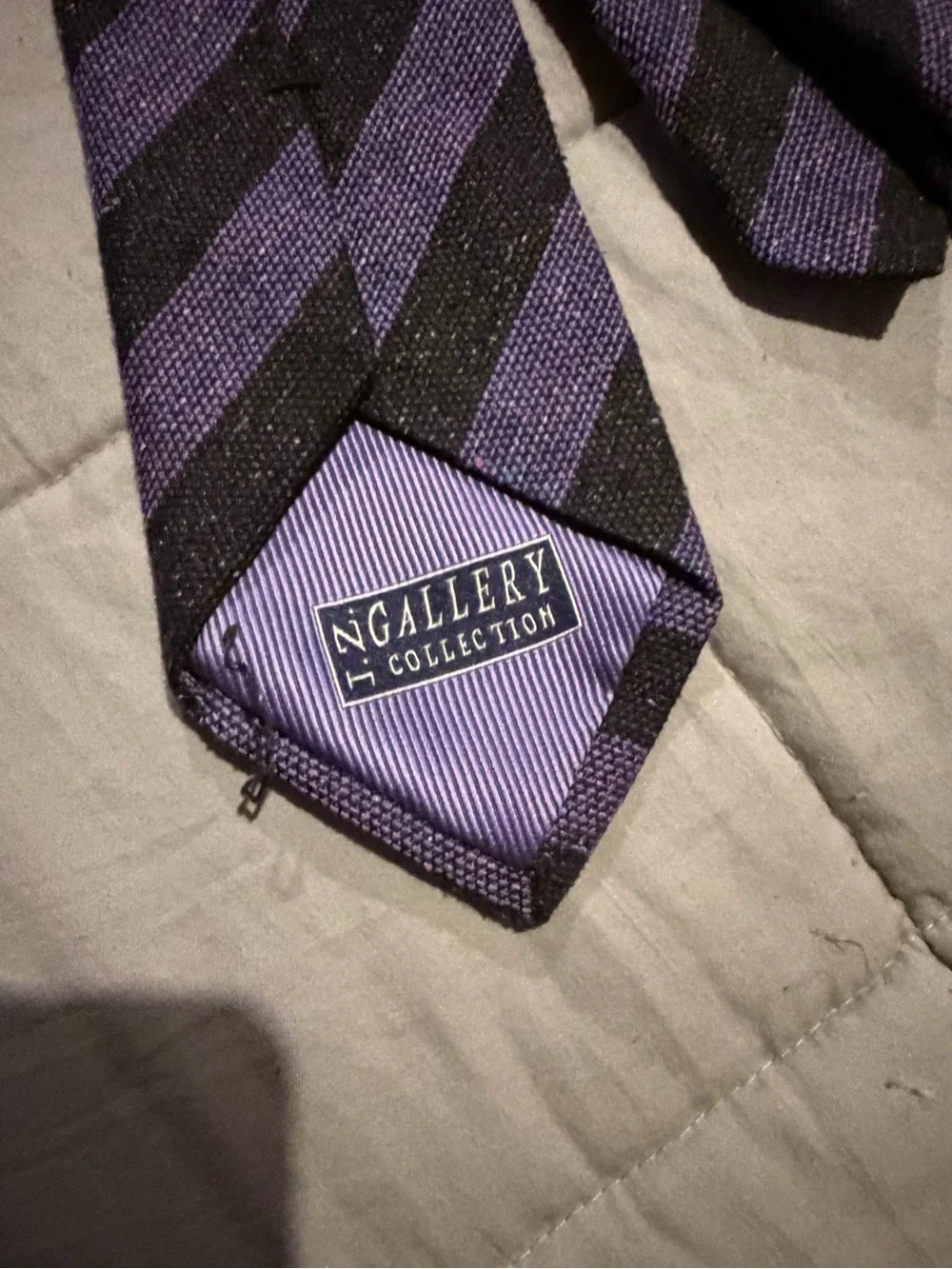 Striped Purple and Black Men's Tie by Ralph Lauren